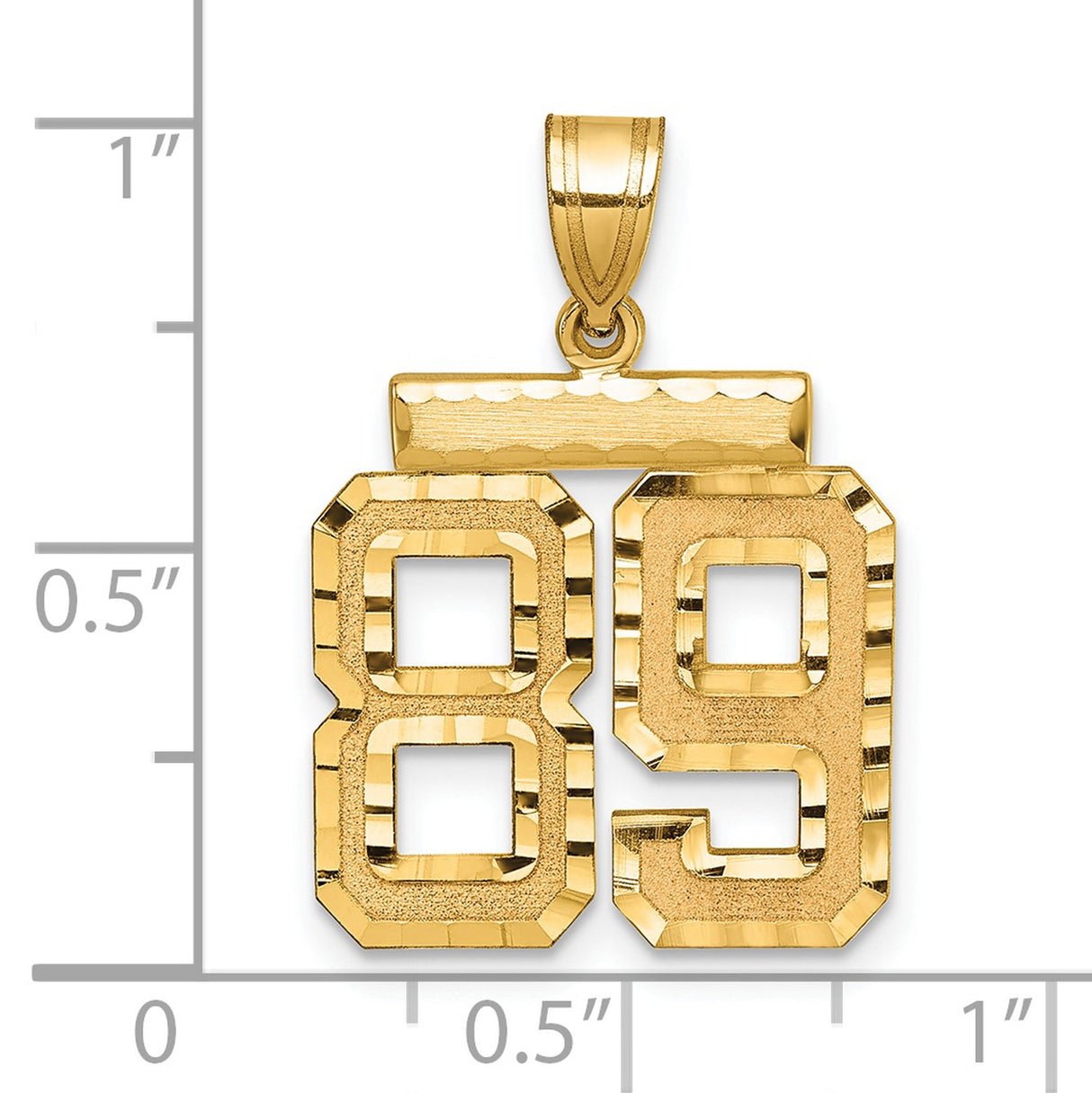 Medium Diamond-cut Number 89 Charm Pendant in Real 14k Yellow Gold