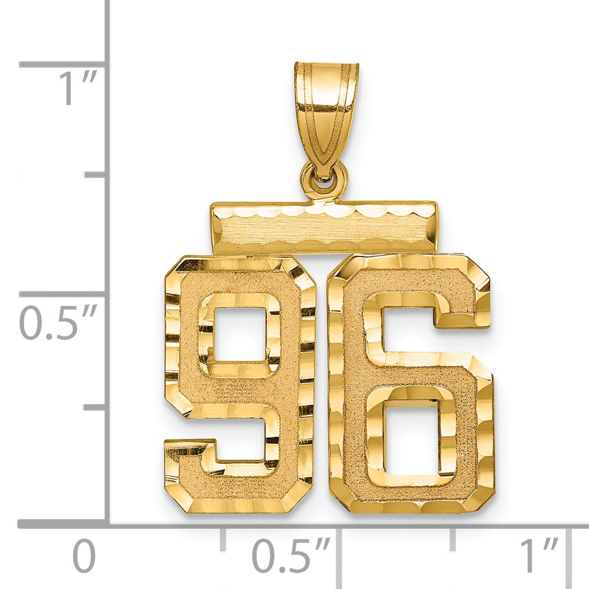 Medium Diamond-cut Number 96 Charm Pendant in Real 14k Yellow Gold