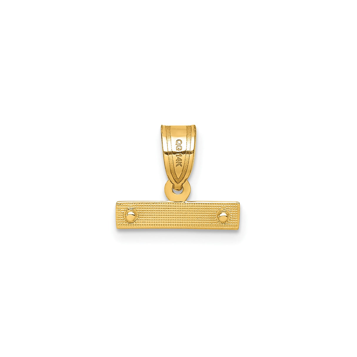 14k Yellow Gold Bar Pendant with Textured Finish and Polished Edge, Modern Minimalist Charm