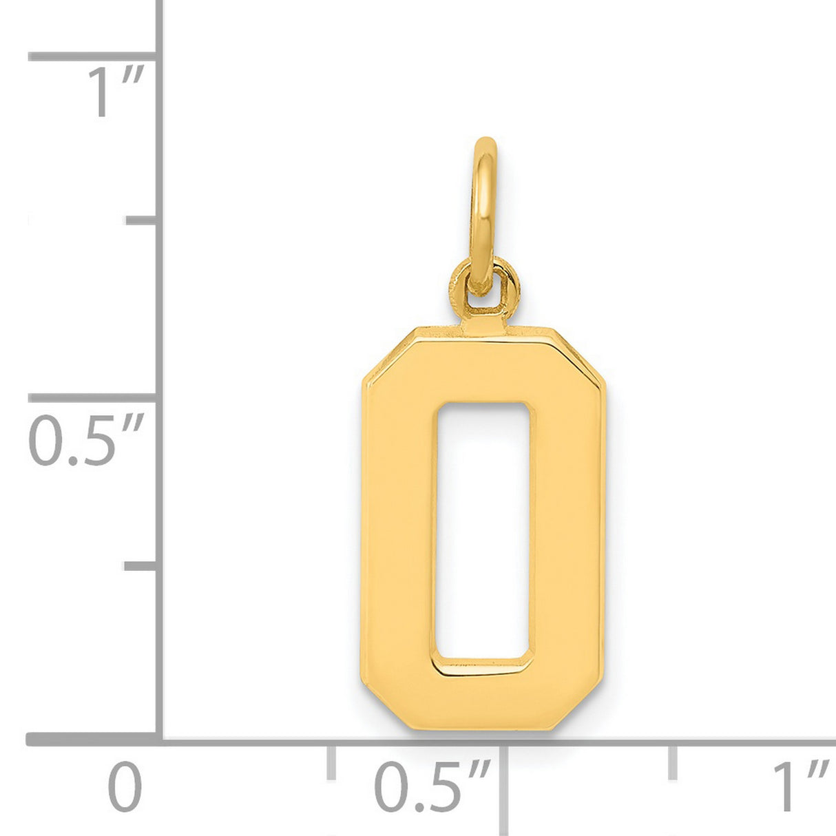 14k Yellow Gold Number 0 Pendant Charm, High-Polish Finish, Minimalist Unisex Jewelry