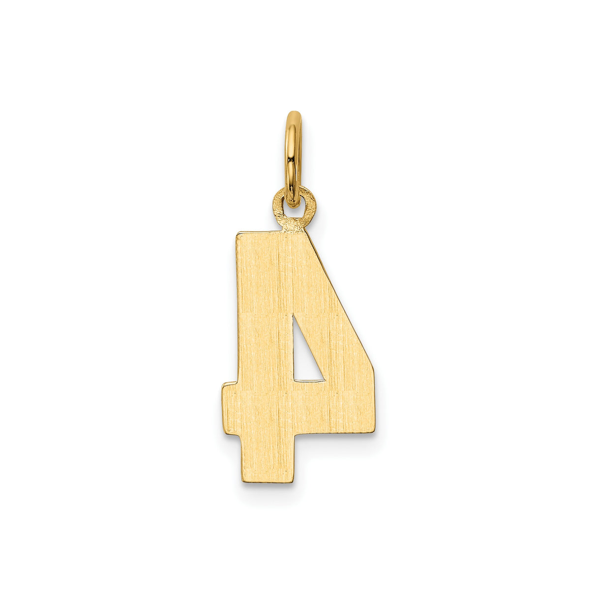 14k Yellow Gold Number 4 Pendant, Polished Medium Digit Charm, Unisex Numerology Jewelry