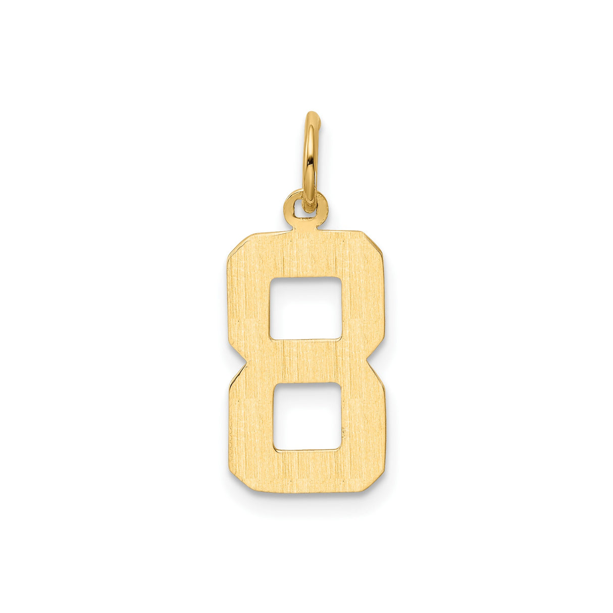 14k Yellow Gold Number 8 Pendant Charm, Open Cut Block Style, Unisex Numerology Jewelry