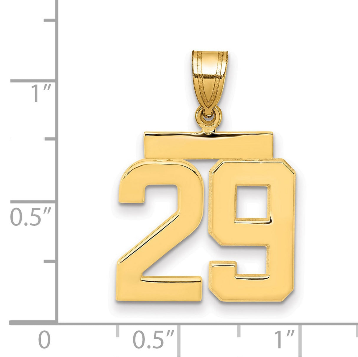 Medium Polished Number 29 Charm Pendant in Real 14k Yellow Gold
