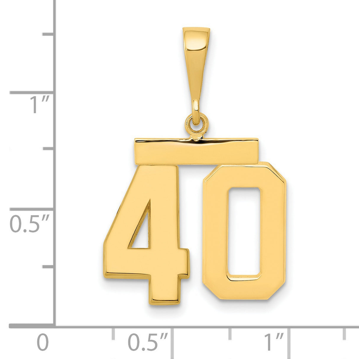Medium Polished Number 40 Charm Pendant in Real 14k Yellow Gold