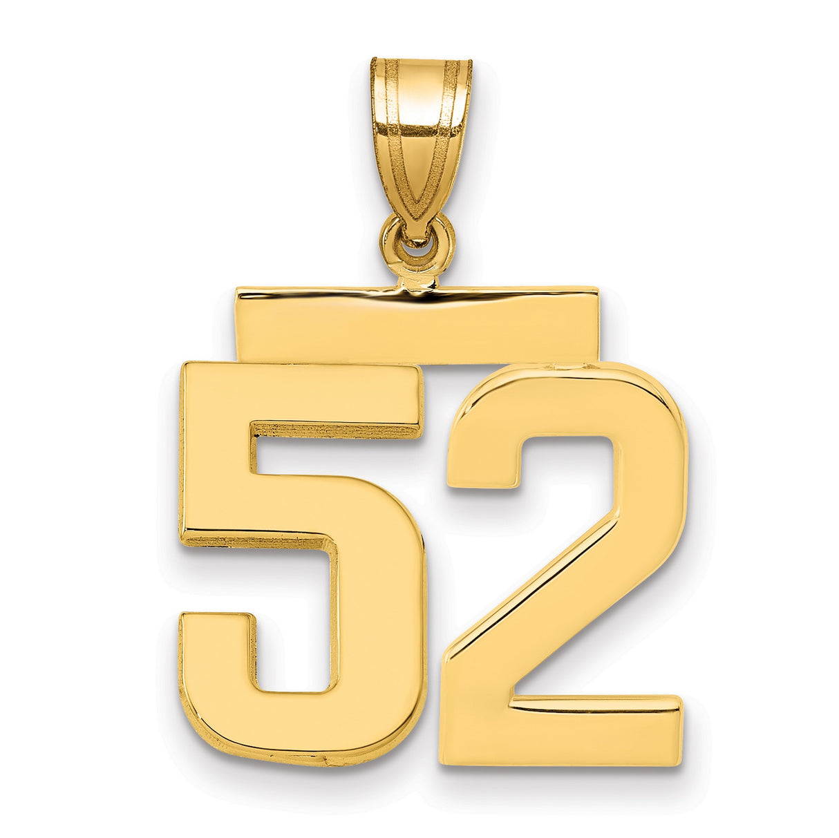 14k Yellow Gold Number 52 Pendant, Sports Jersey Charm for Men or Unisex