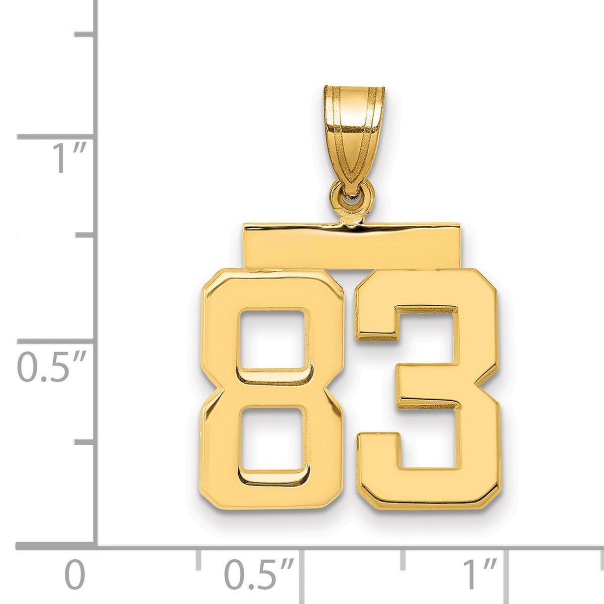 Medium Polished Number 83 Charm Pendant in Real 14k Yellow Gold