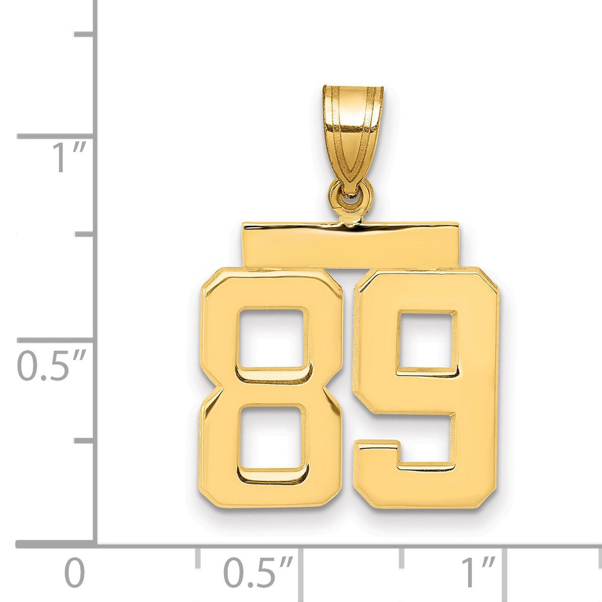 Medium Polished Number 89 Charm Pendant in Real 14k Yellow Gold