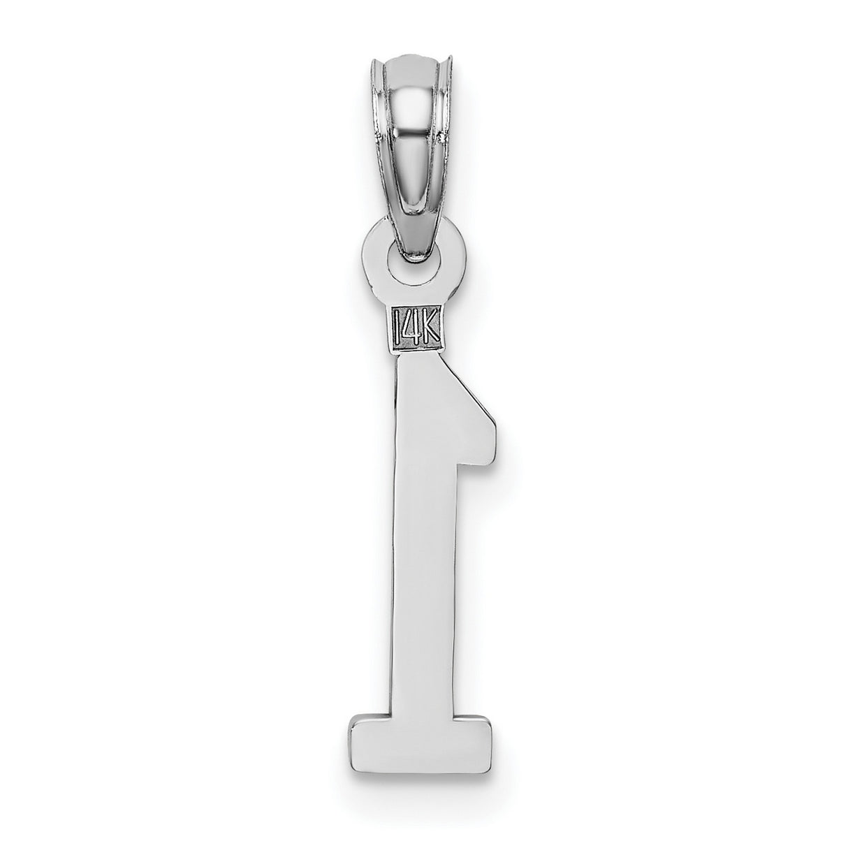 14k White Gold Number One Pendant, Polished Finish, Achievement Charm for Women or Unisex Wear