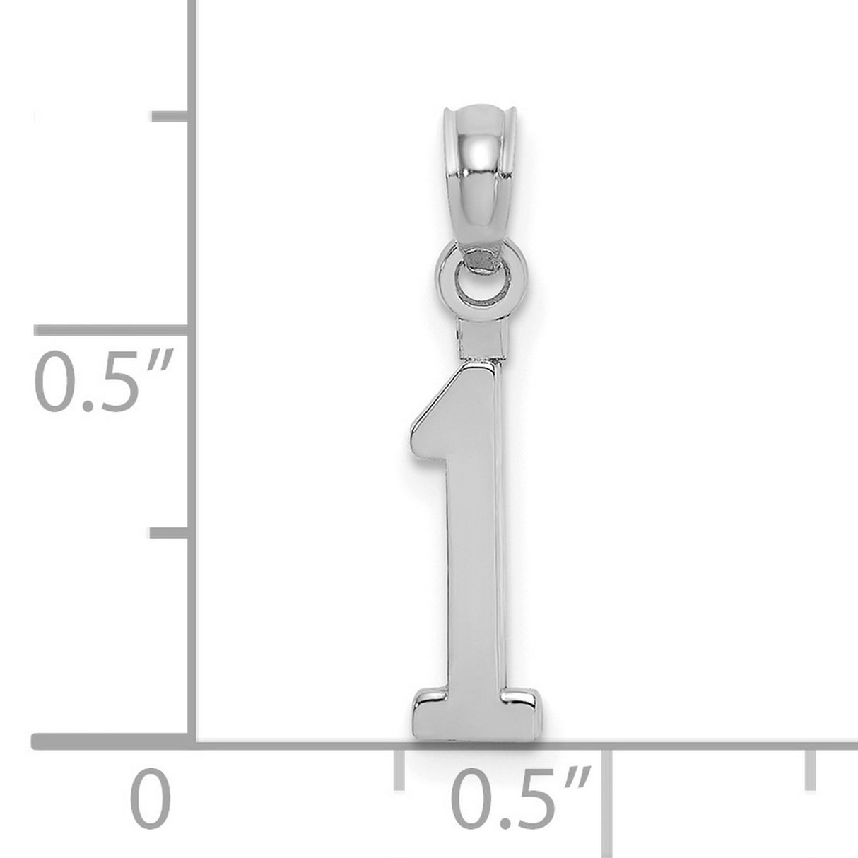 14k White Gold Number One Pendant, Polished Finish, Achievement Charm for Women or Unisex Wear