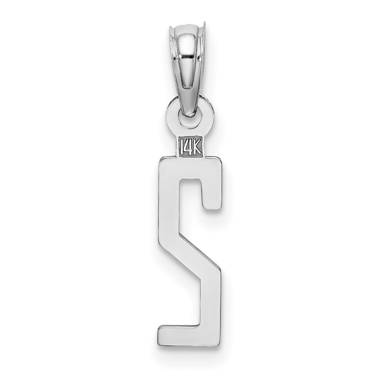 14k White Gold Number 2 Pendant Charm, Minimalist Numeric Symbol for Men or Women