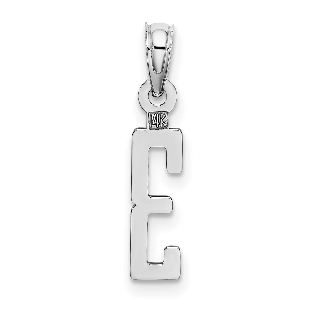 14k White Gold Number 3 Pendant Charm, Minimal Modern Design for Women or Unisex Wear