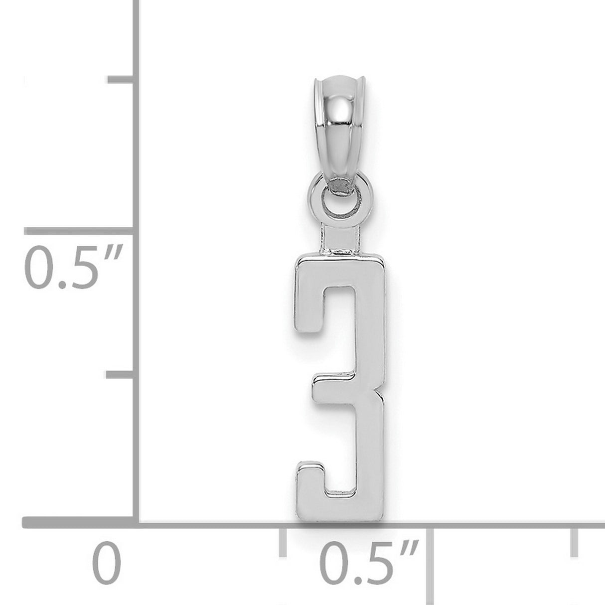 14k White Gold Number 3 Pendant Charm, Minimal Modern Design for Women or Unisex Wear