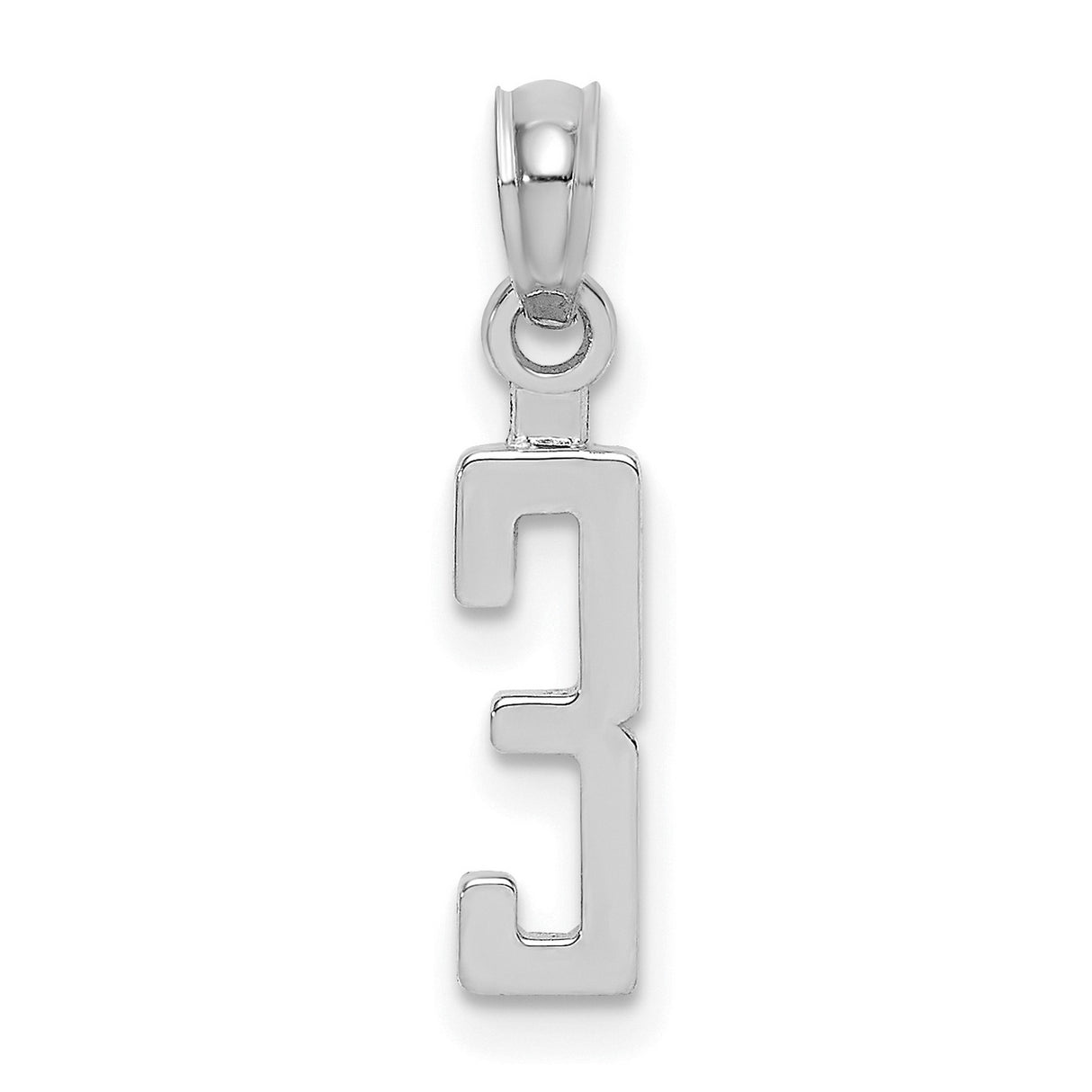 14k White Gold Number 3 Pendant Charm, Minimal Modern Design for Women or Unisex Wear