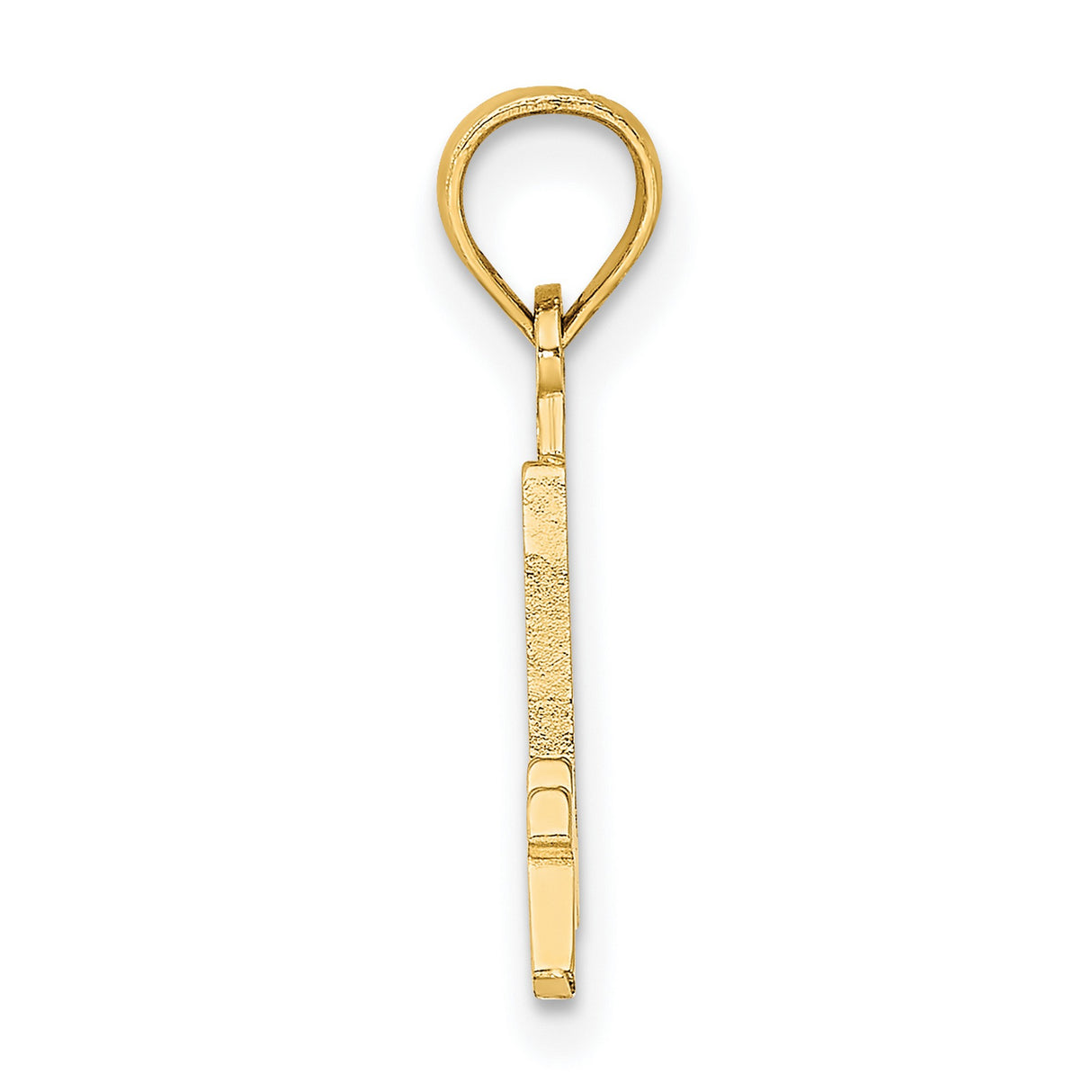 14k Yellow Gold Number Four Pendant with Integrated Cross, Christian Religious Charm