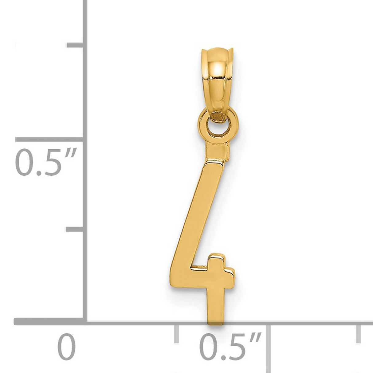 14k Yellow Gold Number Four Pendant with Integrated Cross, Christian Religious Charm