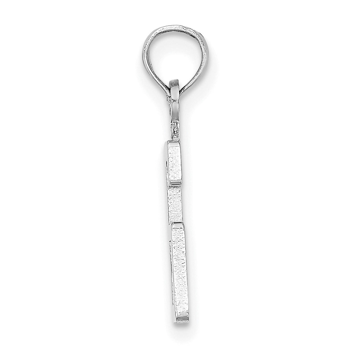 14k White Gold Number 6 Pendant Charm, Modern Block Style Numeric Design