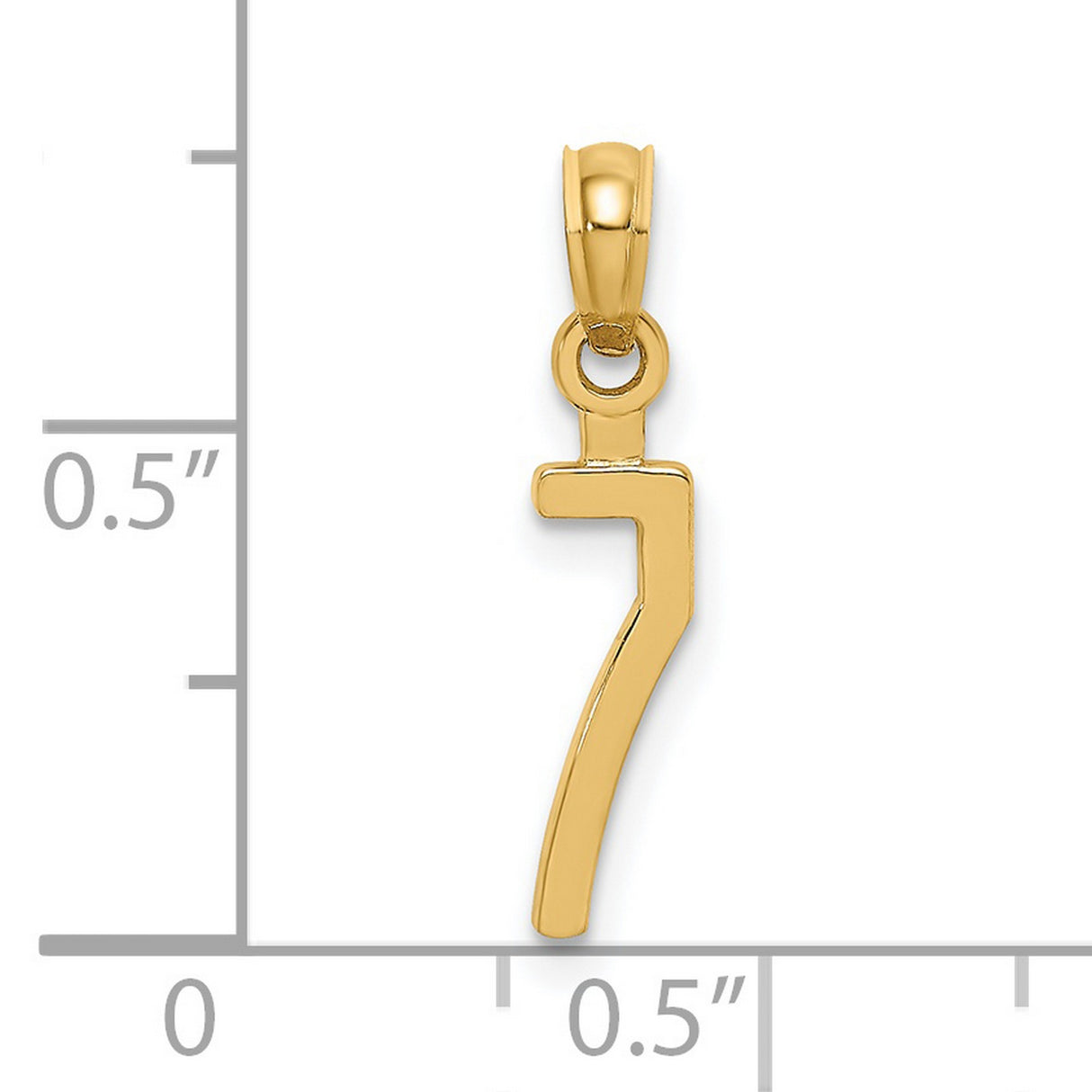 14k Yellow Gold Number Seven Pendant, Polished Charm with Spiritual and Lucky Symbolism