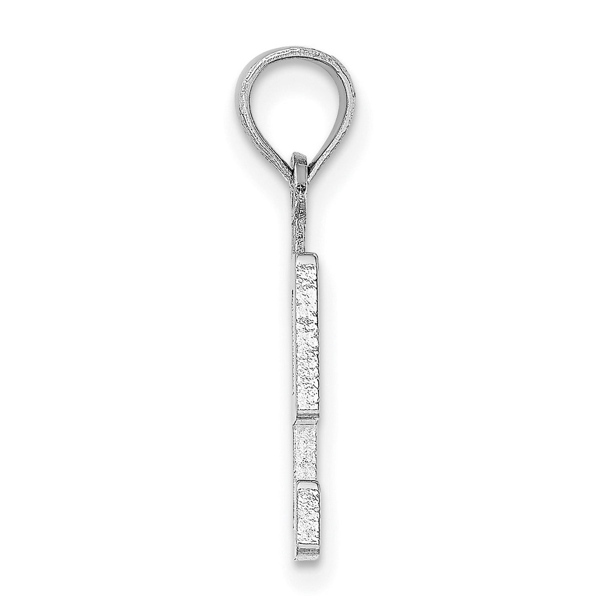 14k White Gold Number 9 Pendant Charm, Block Style Design, Polished Finish, Unisex