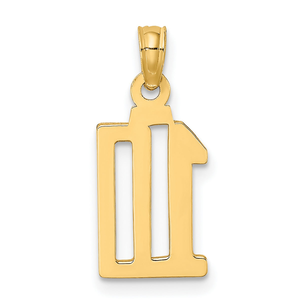 14k Yellow Gold Number 10 Pendant, Polished Open Design Sports Charm for Men and Women