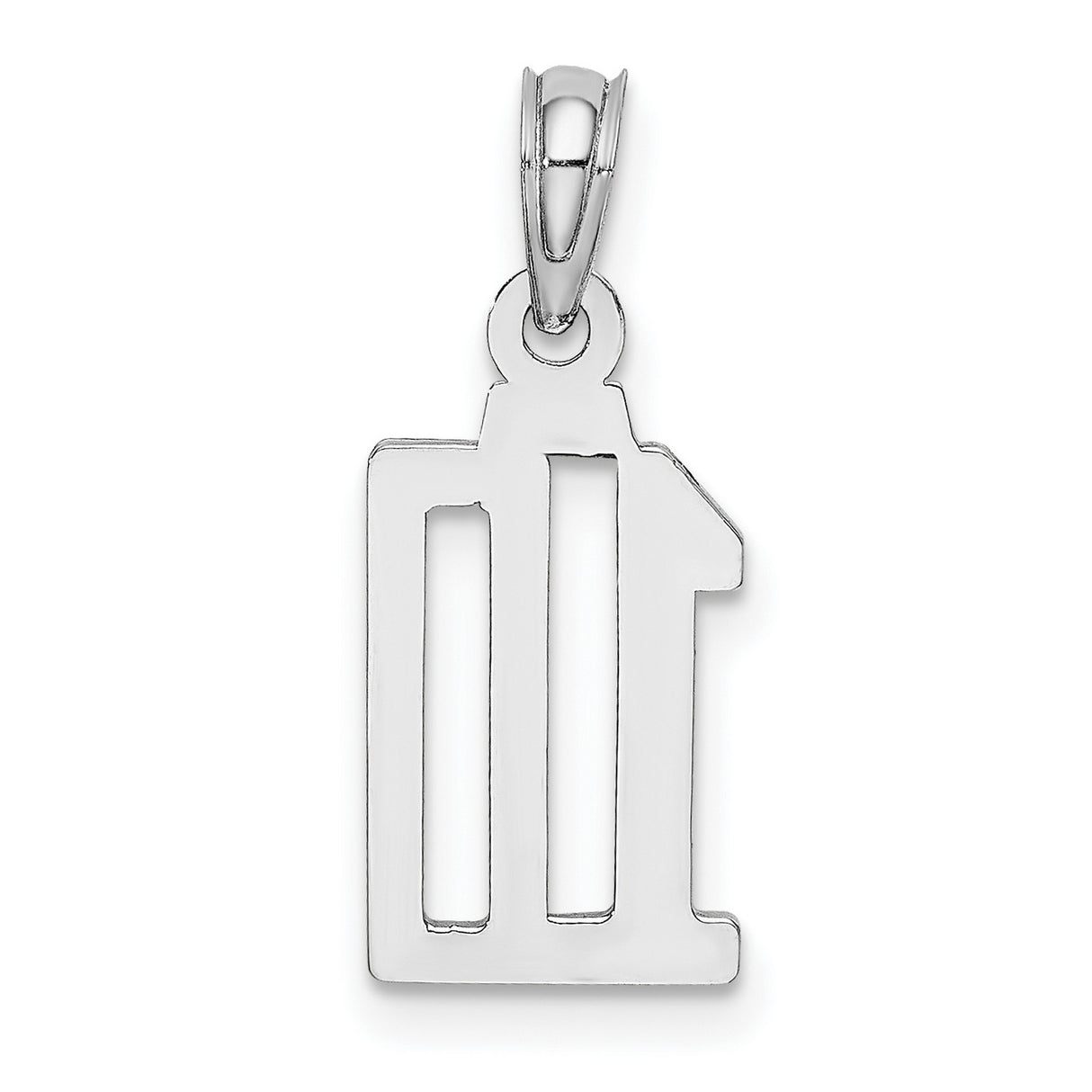 14k White Gold Number 10 Pendant, Polished Jersey or Sports Milestone Charm, Unisex