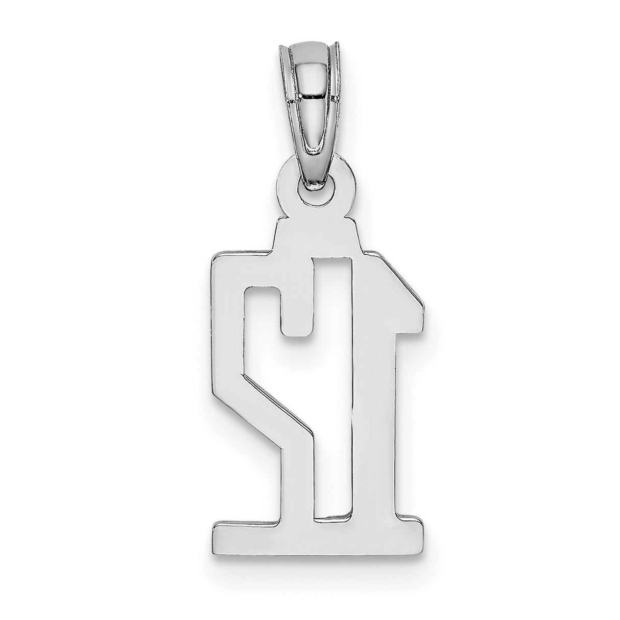 14k White Gold Number 12 Pendant, Bold Sports Charm, Unisex Lucky Number Jewelry