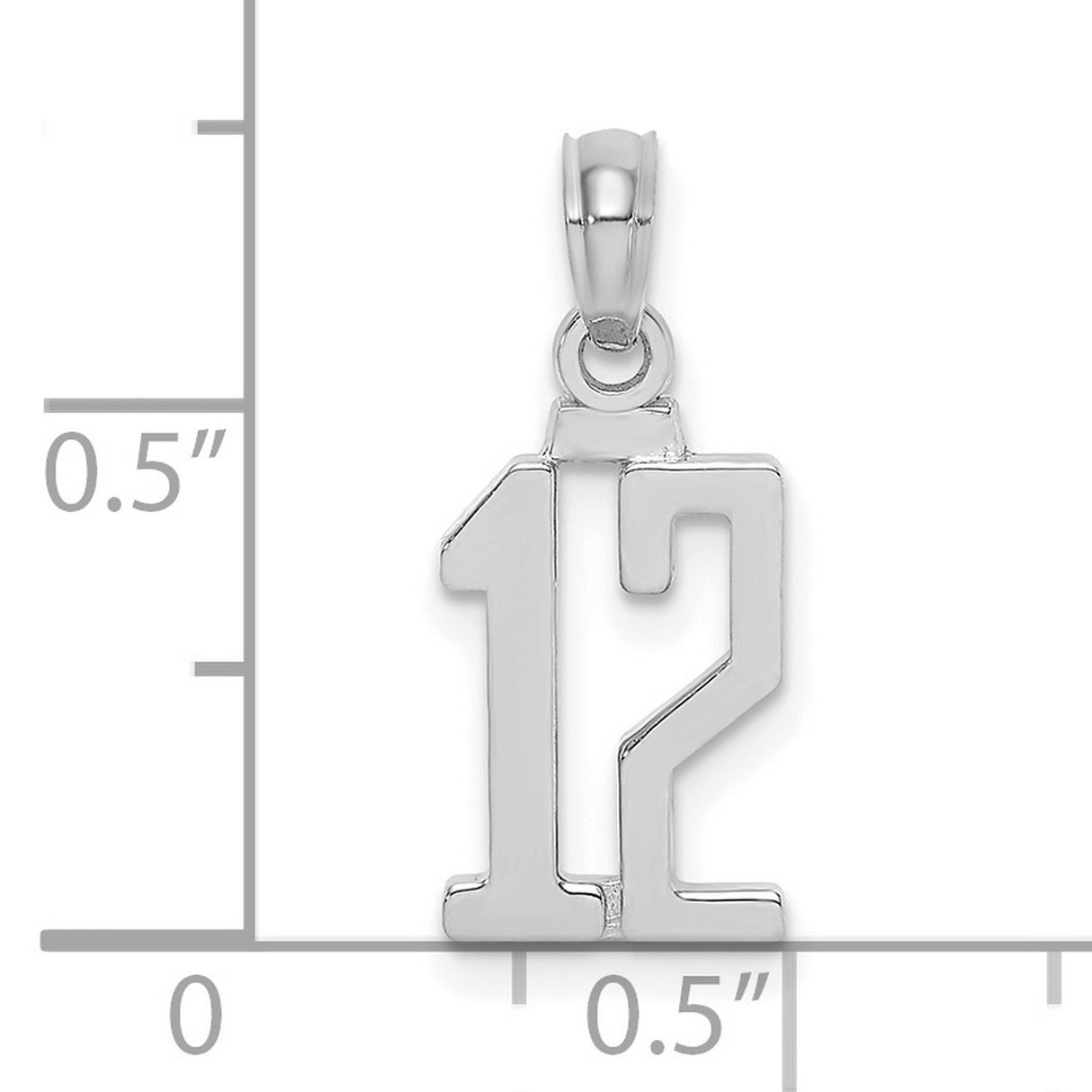 14k White Gold Number 12 Pendant, Bold Sports Charm, Unisex Lucky Number Jewelry