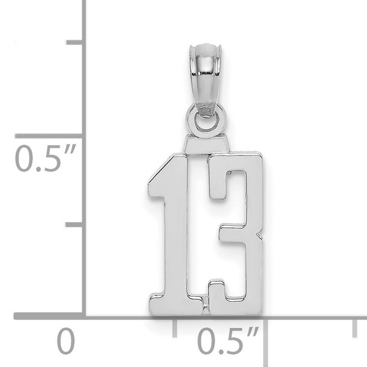 14k White Gold Number 13 Pendant, Bold Block Design, Unisex Charm for Men or Women