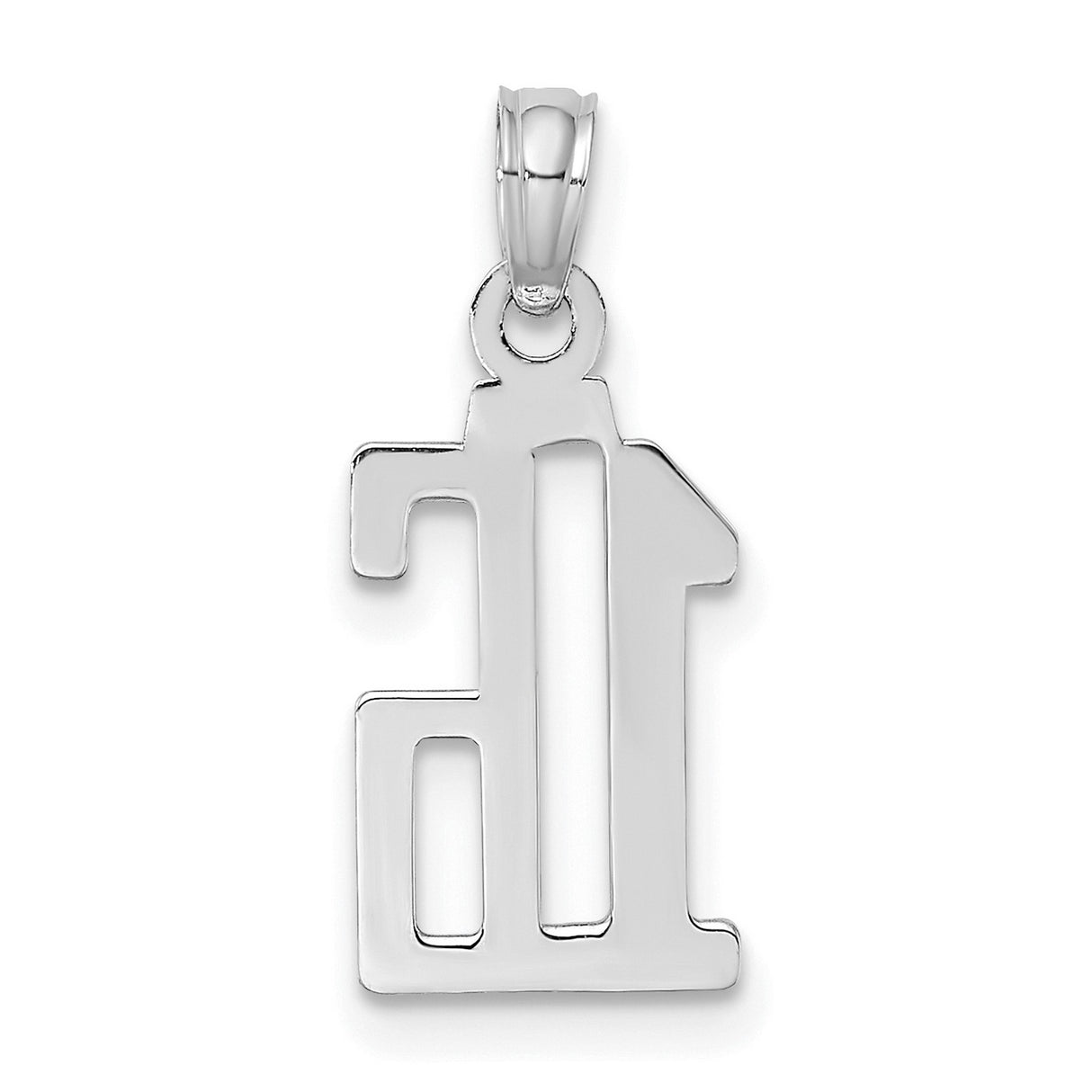 14k White Gold Number 16 Pendant, Bold Sporty Font Sweet Sixteen Birthday Charm