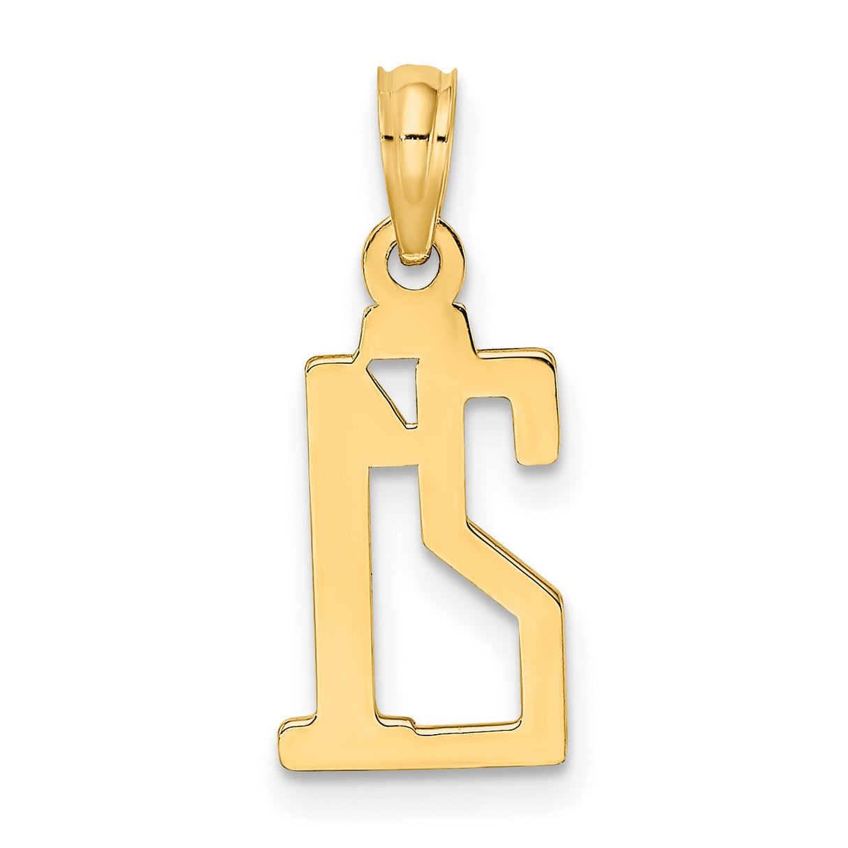 14k Yellow Gold Number 21 Pendant, Polished Milestone Charm, Unisex Birthday or Graduation