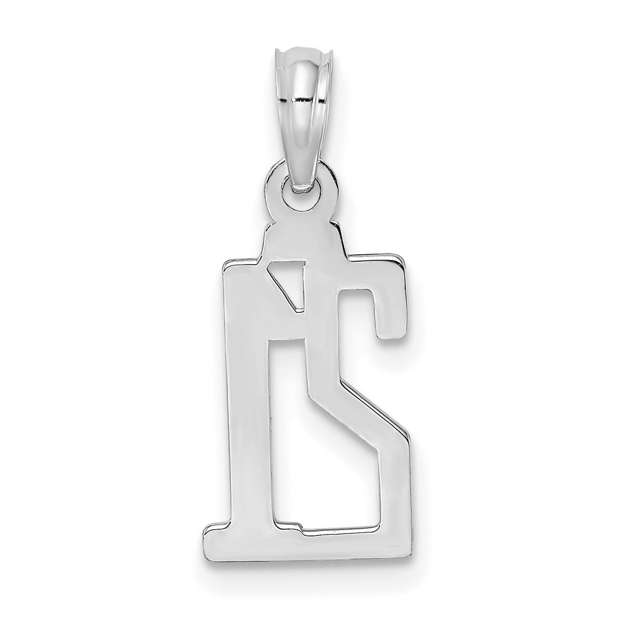 14k White Gold Number 21 Pendant, Polished Milestone Charm for 21st Birthday or Anniversary