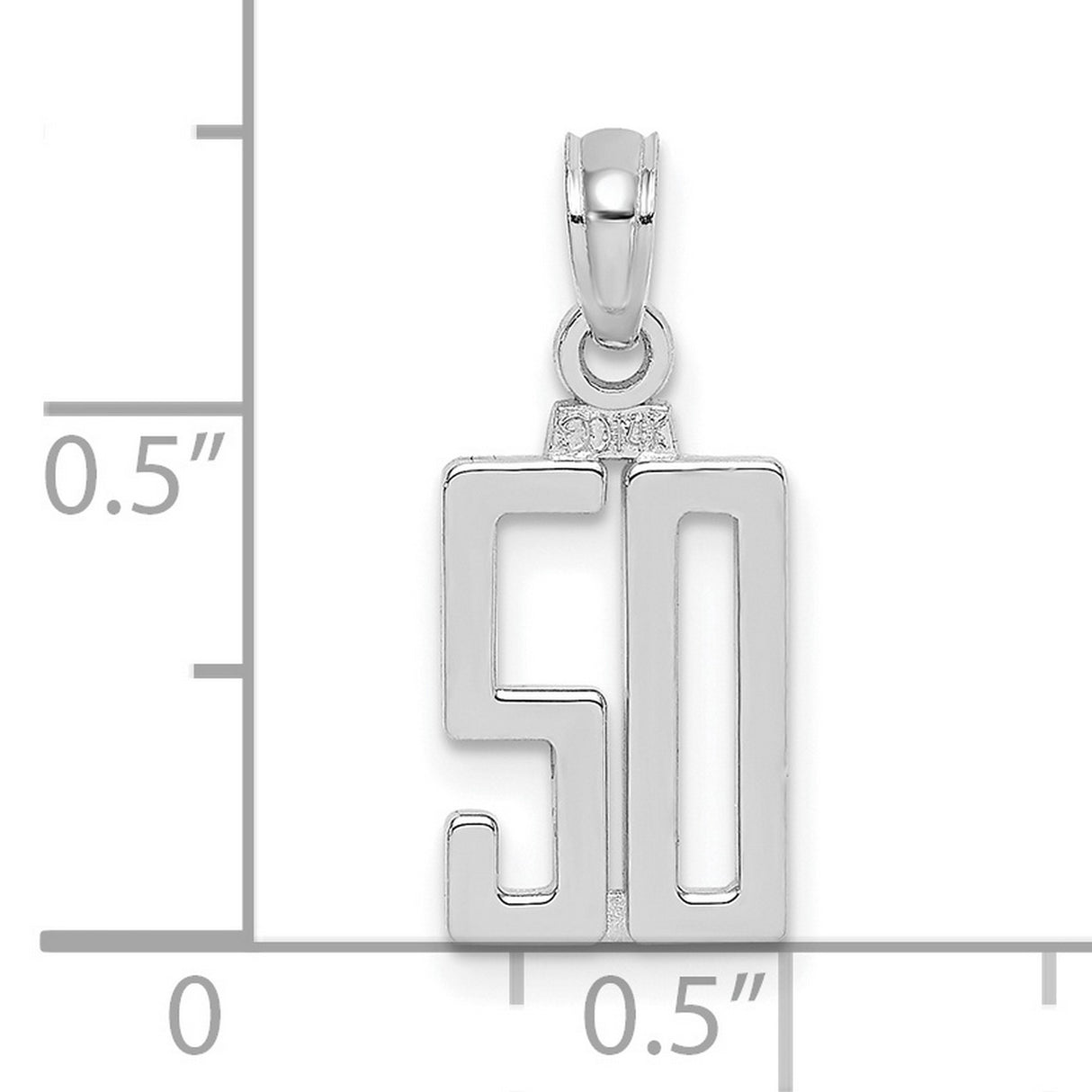 14k White Gold Number 50 Pendant, Bold Modern Anniversary Milestone Charm