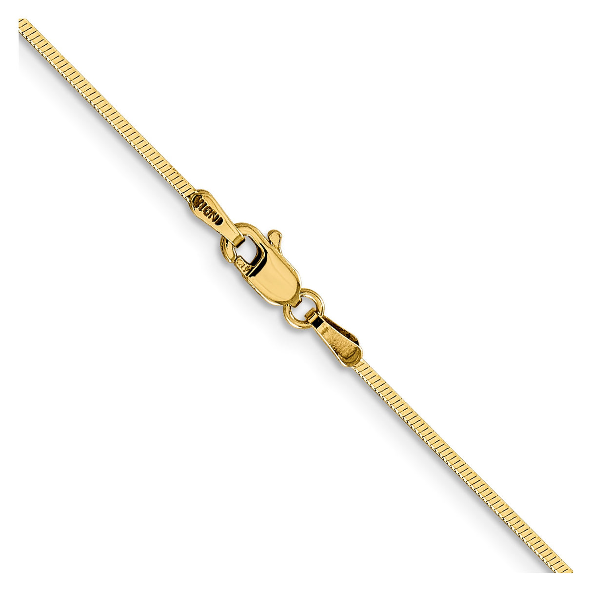 14K Yellow Gold 1 mm Polished Chain Necklace, Solid alternate angle