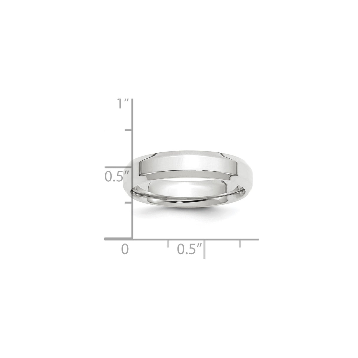 White Gold Knife Edge, Beveled Edge wedding band ring shown for scale