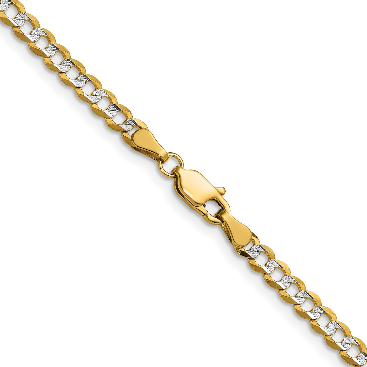 14K Yellow Gold 3.7 mm Polished Chain Necklace, Solid alternate angle