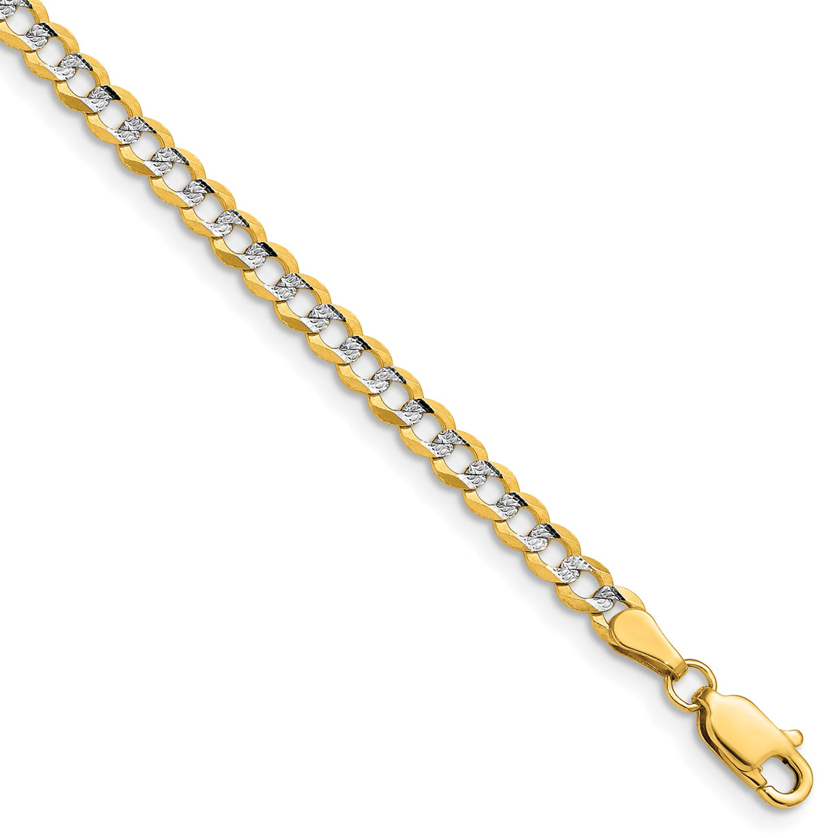 14K Yellow Gold 3.7 mm Polished Chain Bracelet, Solid shown for scale