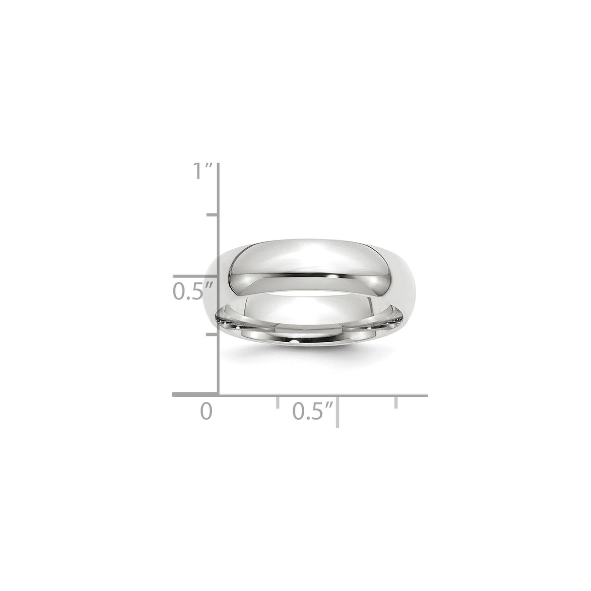 White Gold Comfort Fit wedding band ring shown for scale