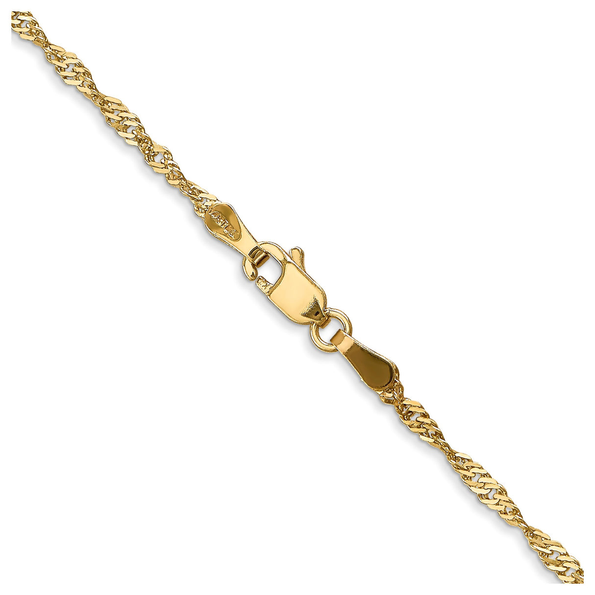 14K Yellow Gold 1.7 mm Singapore Chain Necklace, Polished alternate angle