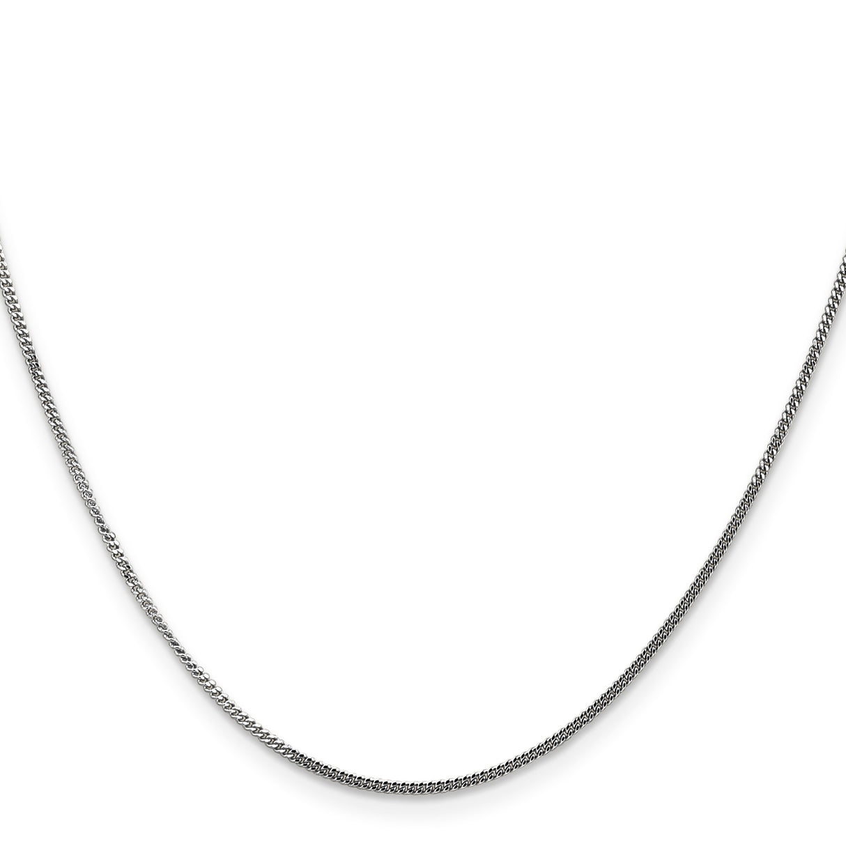 14K White Gold 1.3 mm Curb Chain Necklace, Polished