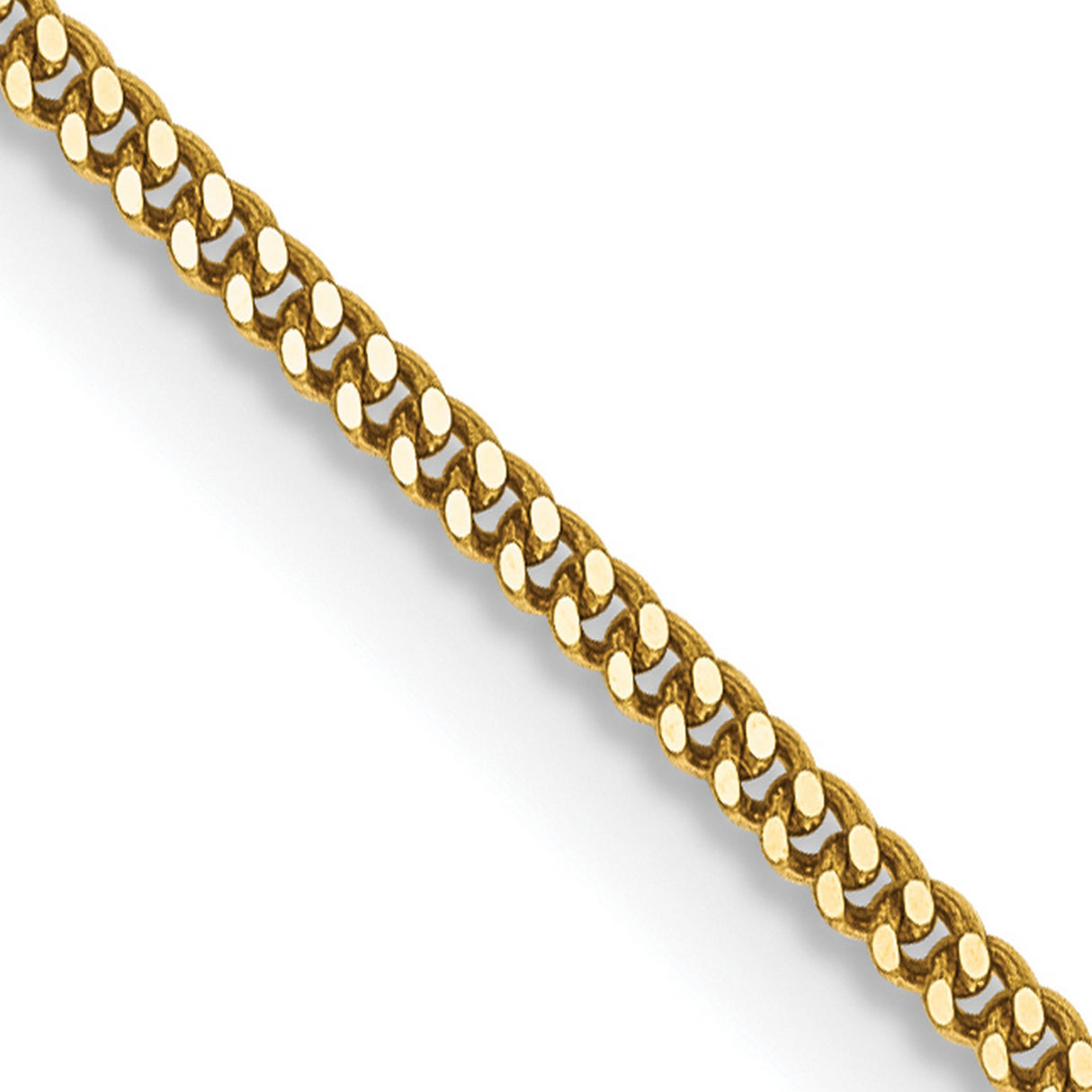 14K Yellow Gold 1.3 mm Curb Chain Necklace, Polished detail view
