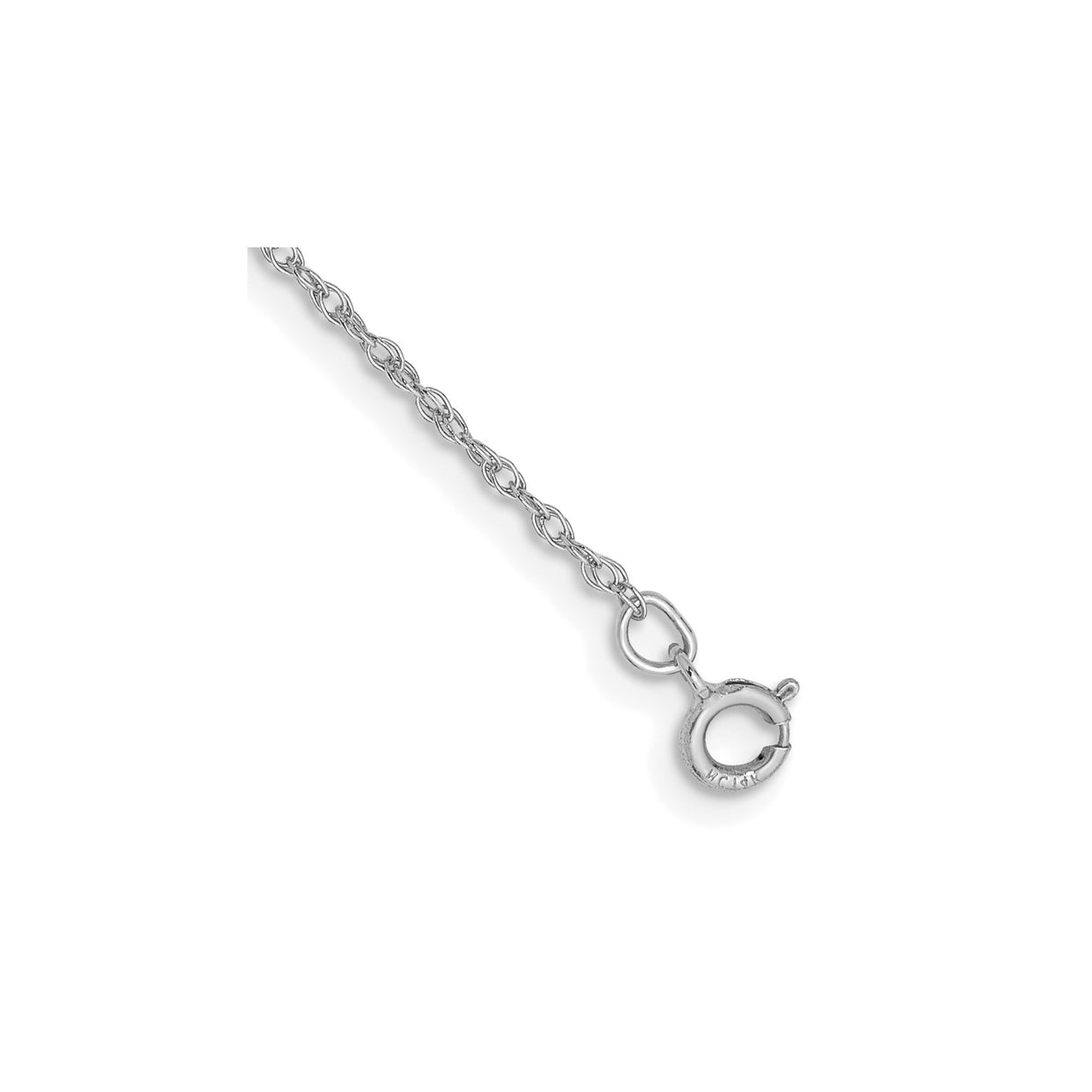 14K White Gold 0.8 mm Rope Chain Bracelet, Polished
