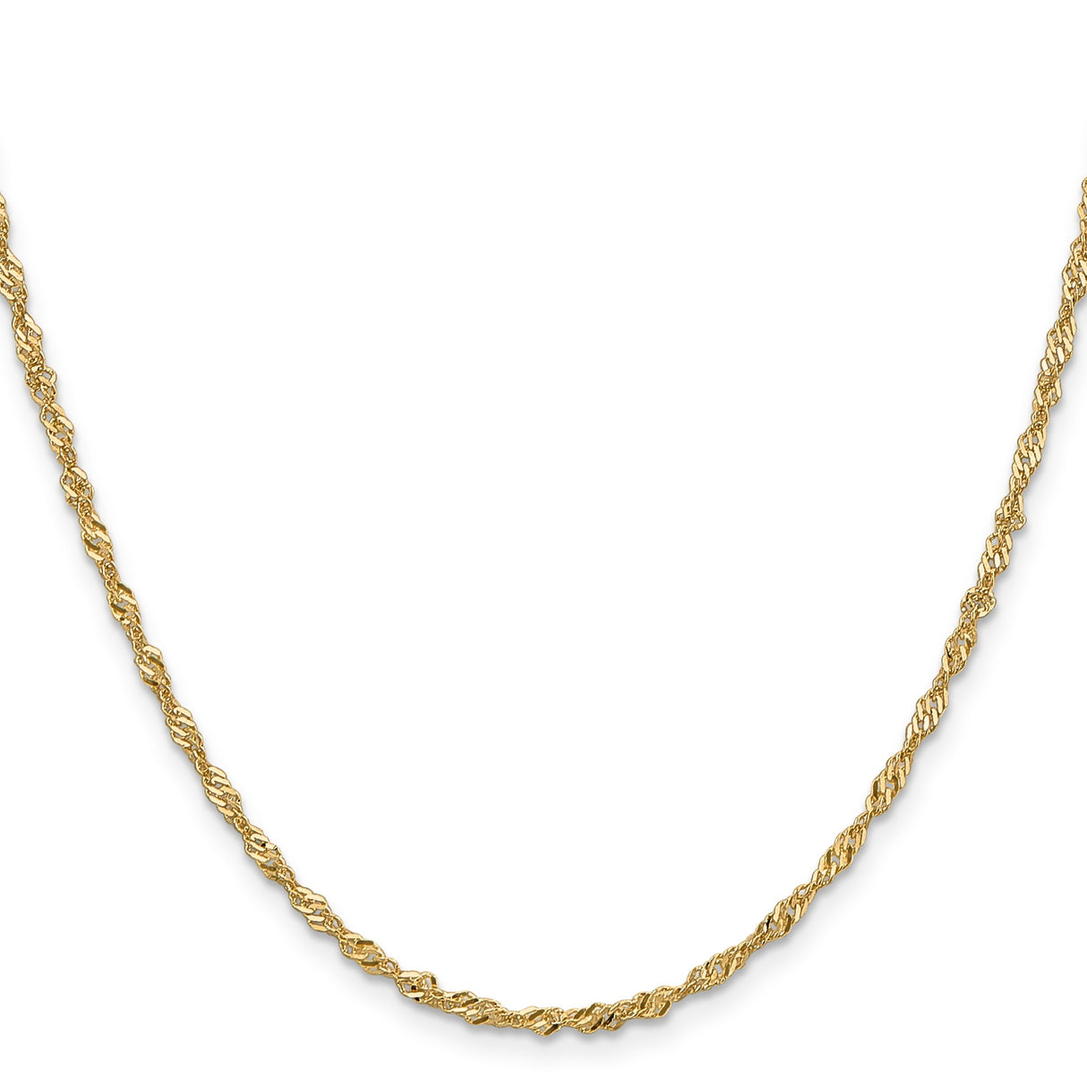 14K Yellow Gold 2 mm Singapore Chain Necklace, Polished
