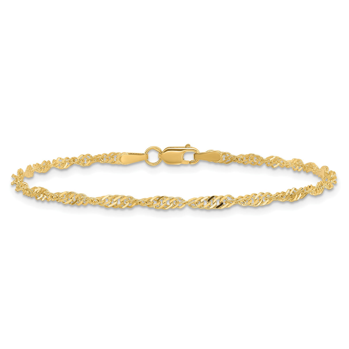 14K Yellow Gold 2 mm Singapore Chain Bracelet, Polished