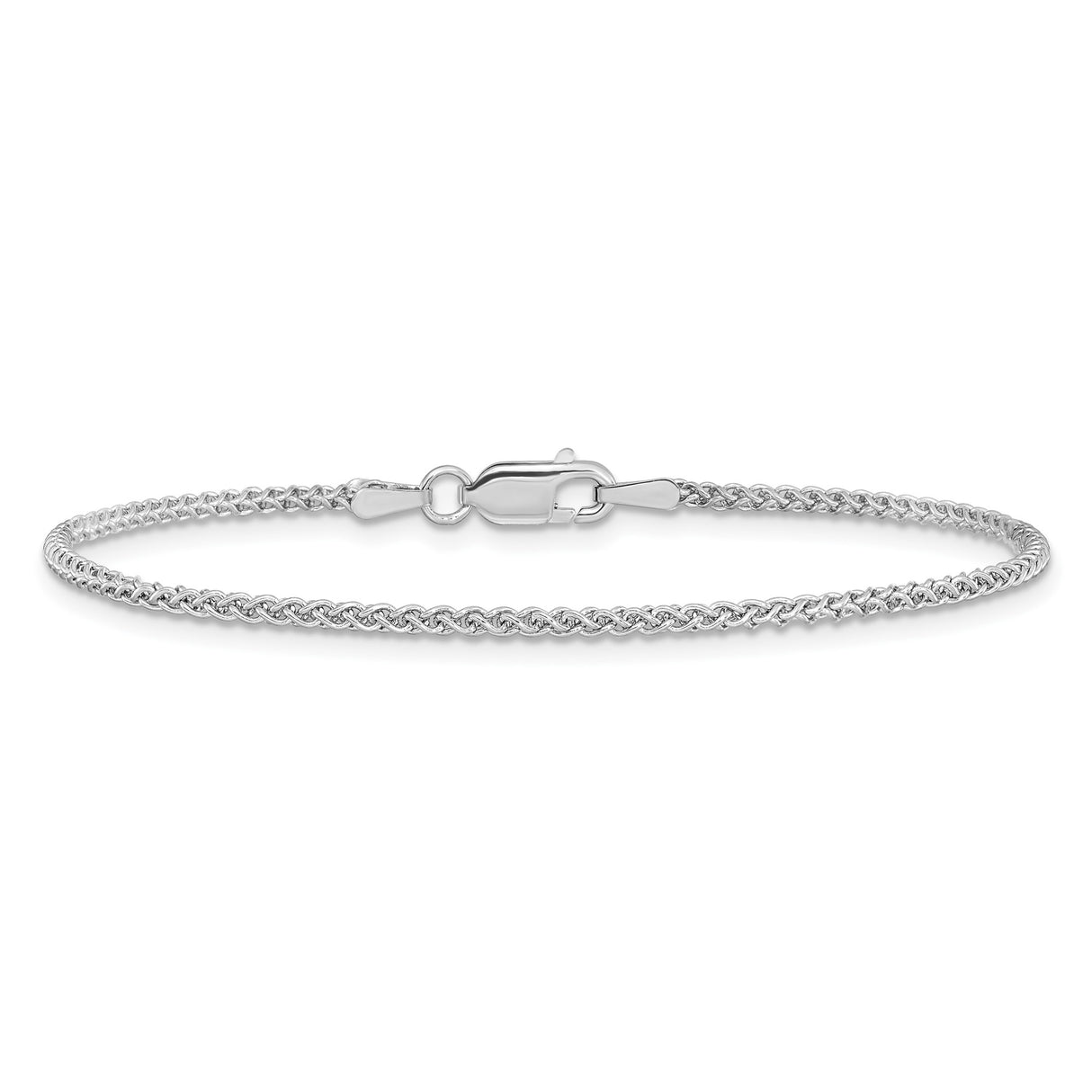 14K White Gold 1.7 mm Polished Chain Anklet, Solid