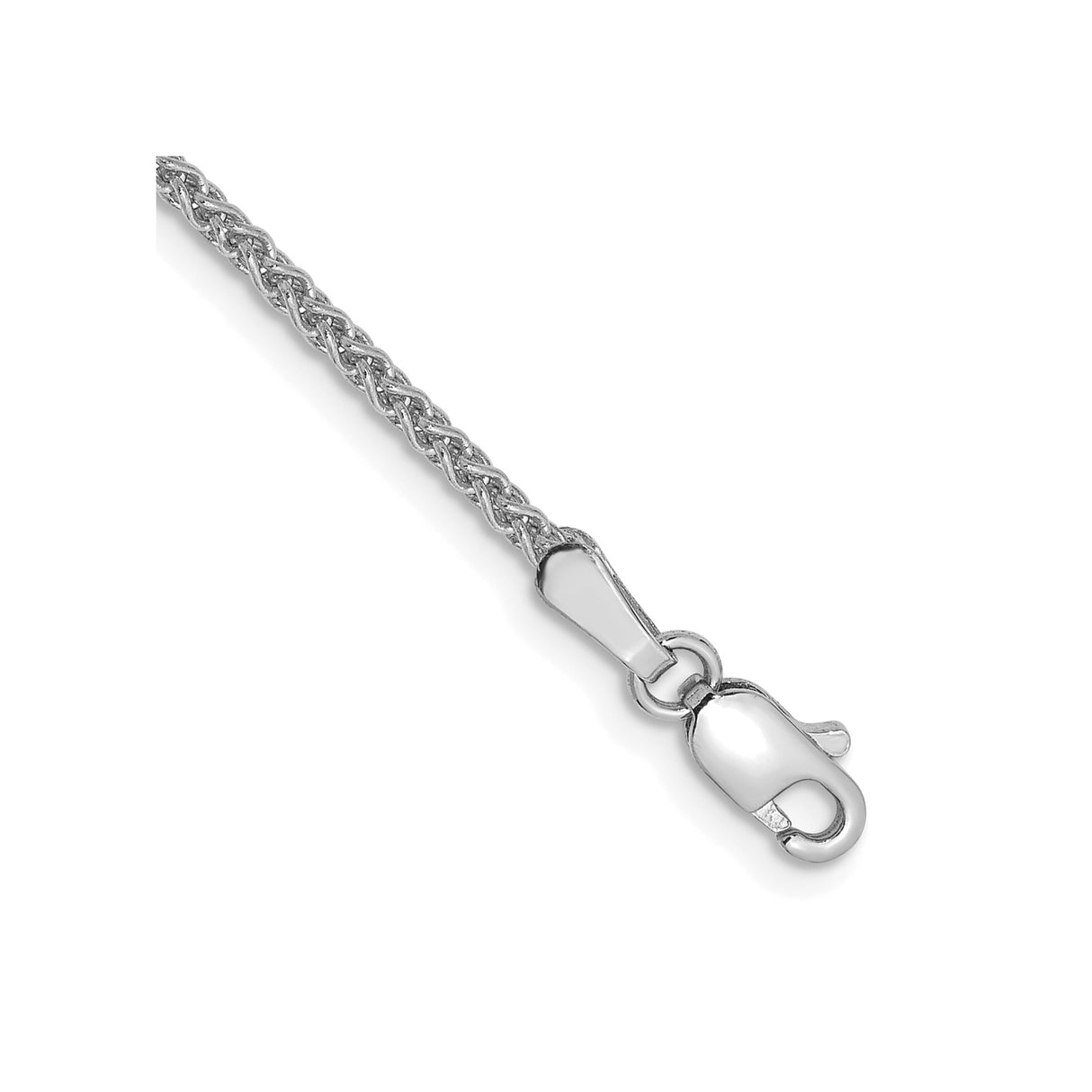 14K White Gold 1.7 mm Polished Chain Anklet, Solid alternate angle