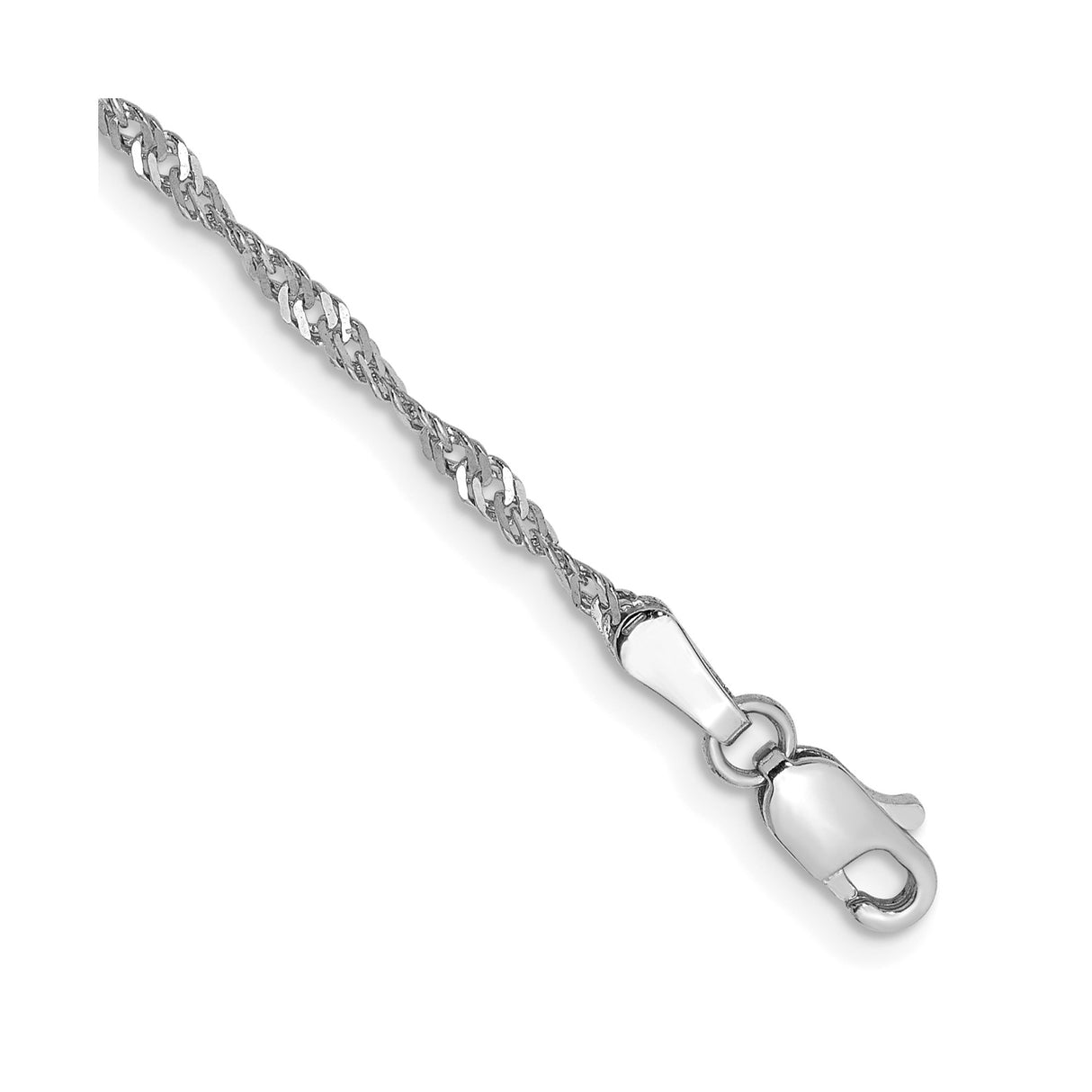 14K White Gold 1.7 mm Singapore Chain Bracelet, Polished