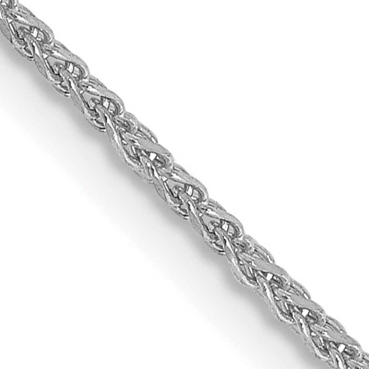 14K White Gold 1.25 mm Polished Chain Necklace, Solid detail view