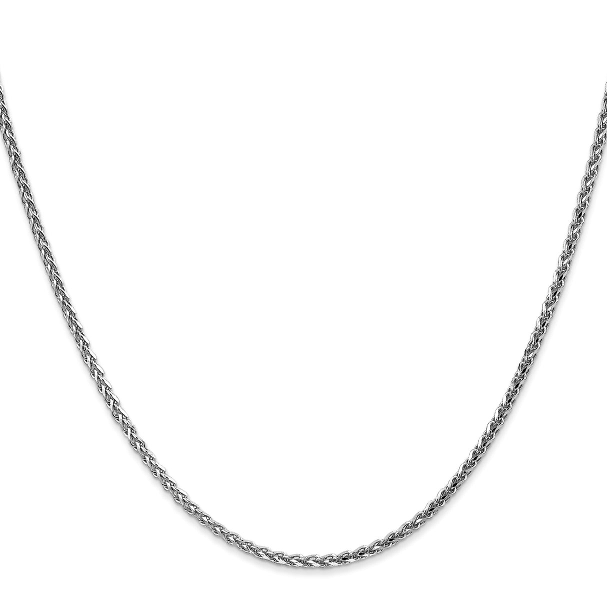 14K White Gold 2.1 mm Polished Chain Necklace, Solid