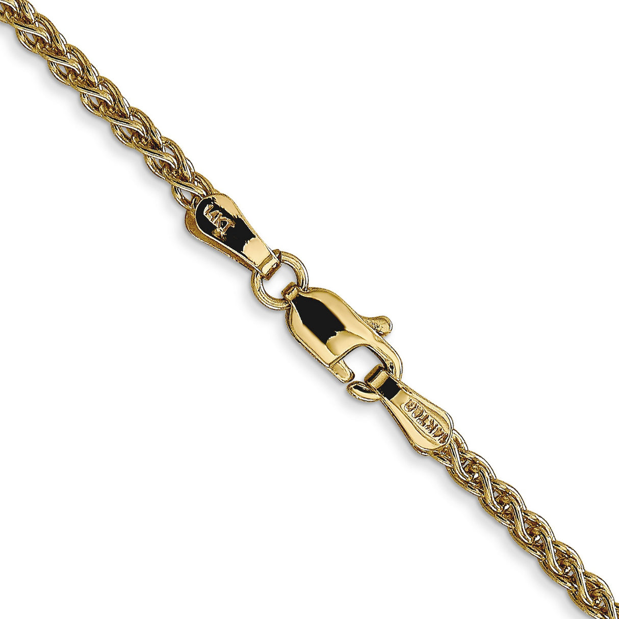 14K Yellow Gold 2.1 mm Polished Chain Necklace, Solid alternate angle