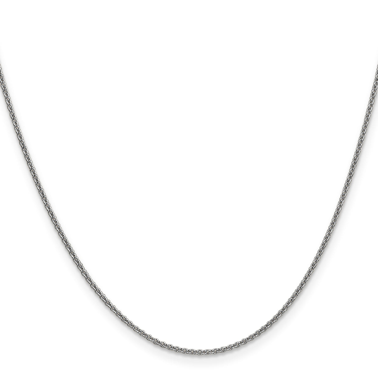 14K White Gold 1.4 mm Polished Chain Necklace, Solid