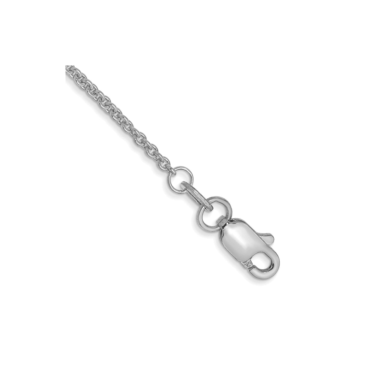 14K White Gold 1.4 mm Polished Chain Anklet, Solid alternate angle
